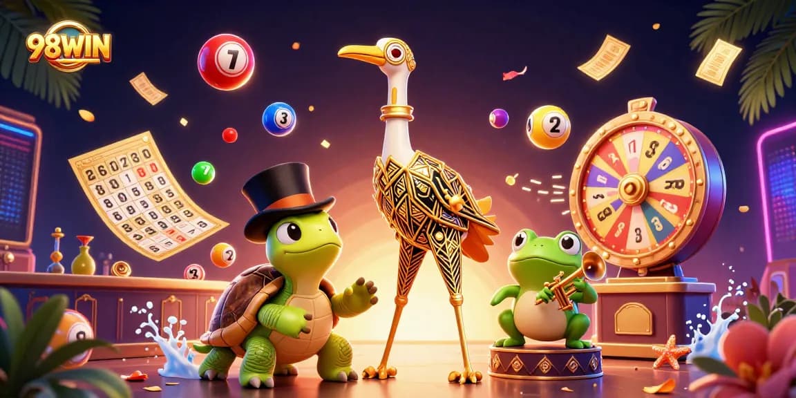 Play lottery games with 98WIN's vibrant characters and thrilling casino graphics.