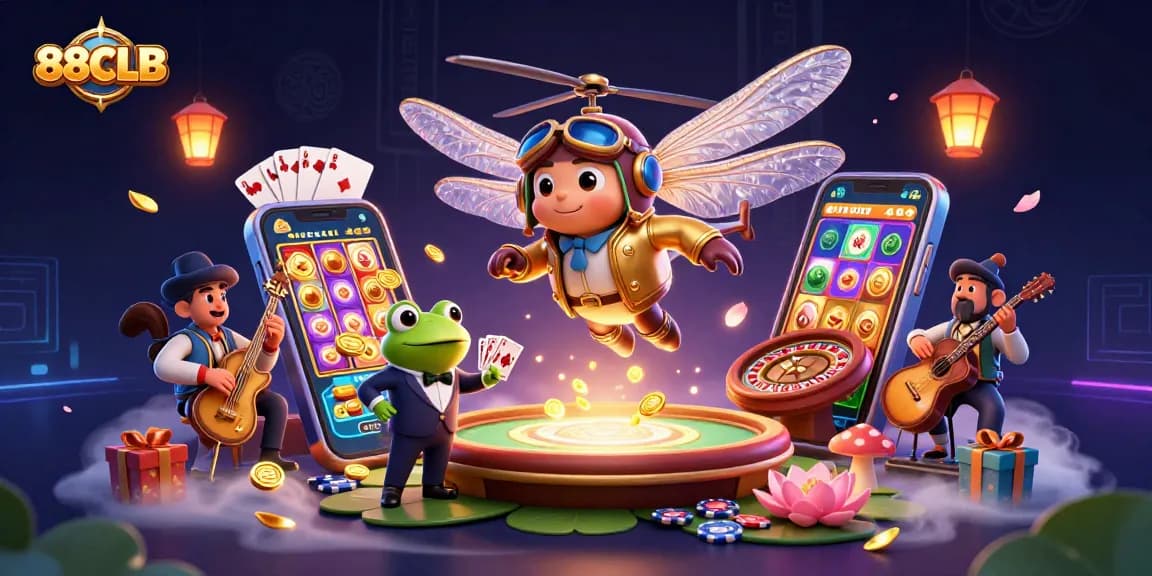 Engage with the thrilling games at 88CLB's lily pad casino featuring vibrant characters and energetic action.