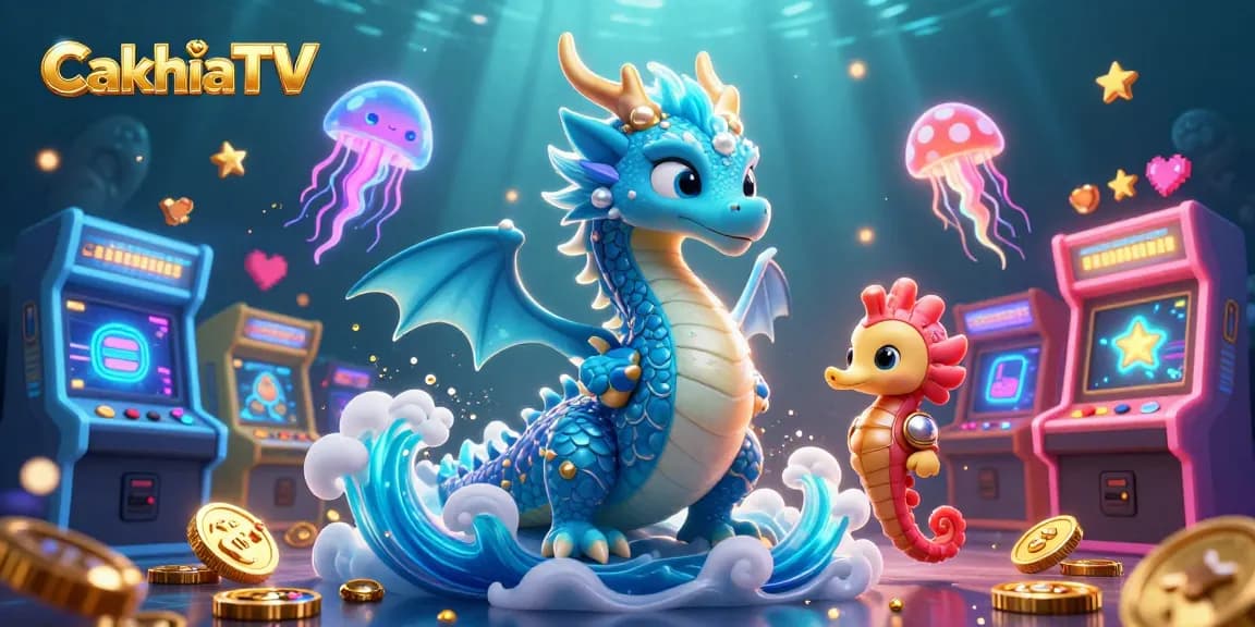 CakhiaTV unleashes a vibrant underwater adventure with a dragon, seahorse knight, and glowing jellyfish.