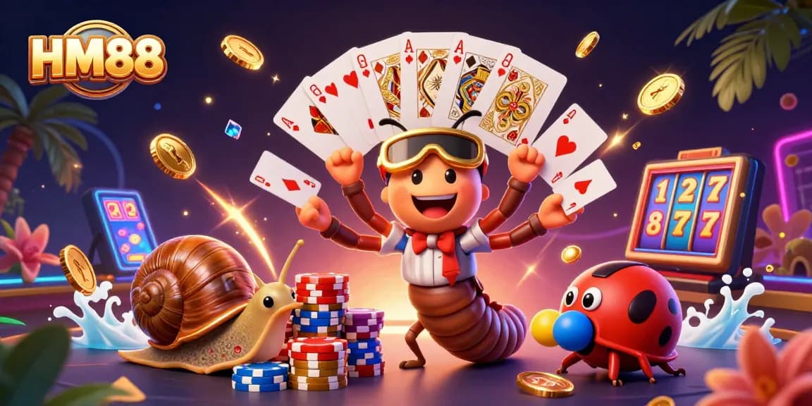 HM88 showcases a vibrant casino scene with engaging 3D characters and dynamic gaming elements.