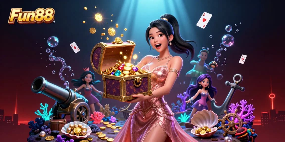 Enjoy thrilling treasures at Fun88 with a stunning undersea casino atmosphere full of dazzling gems.