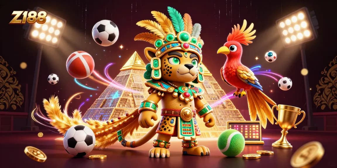 Engage with Z188's immersive online gaming experience featuring a Mayan priest and vibrant betting elements.