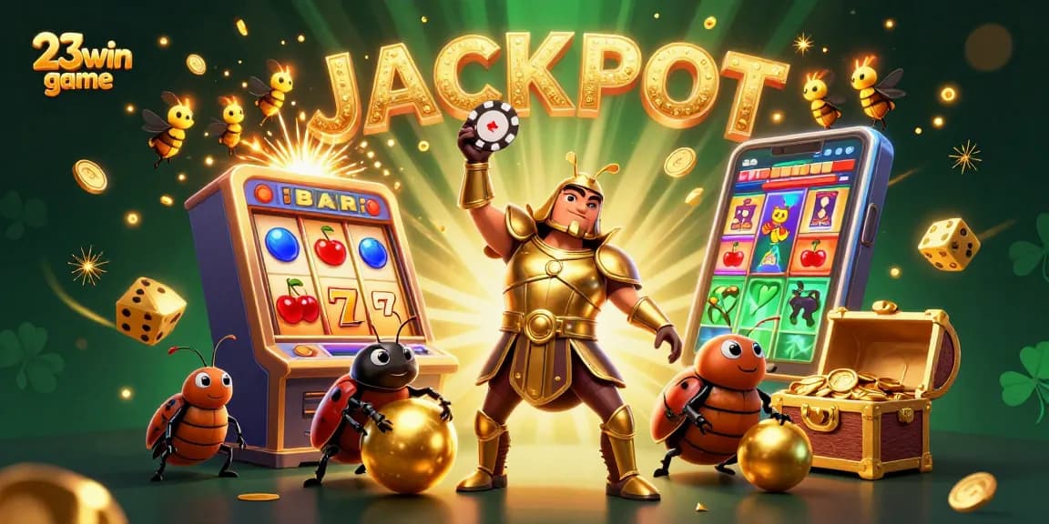 Engage in thrilling 23win game action with a vibrant jackpot explosion in a dynamic casino scene.