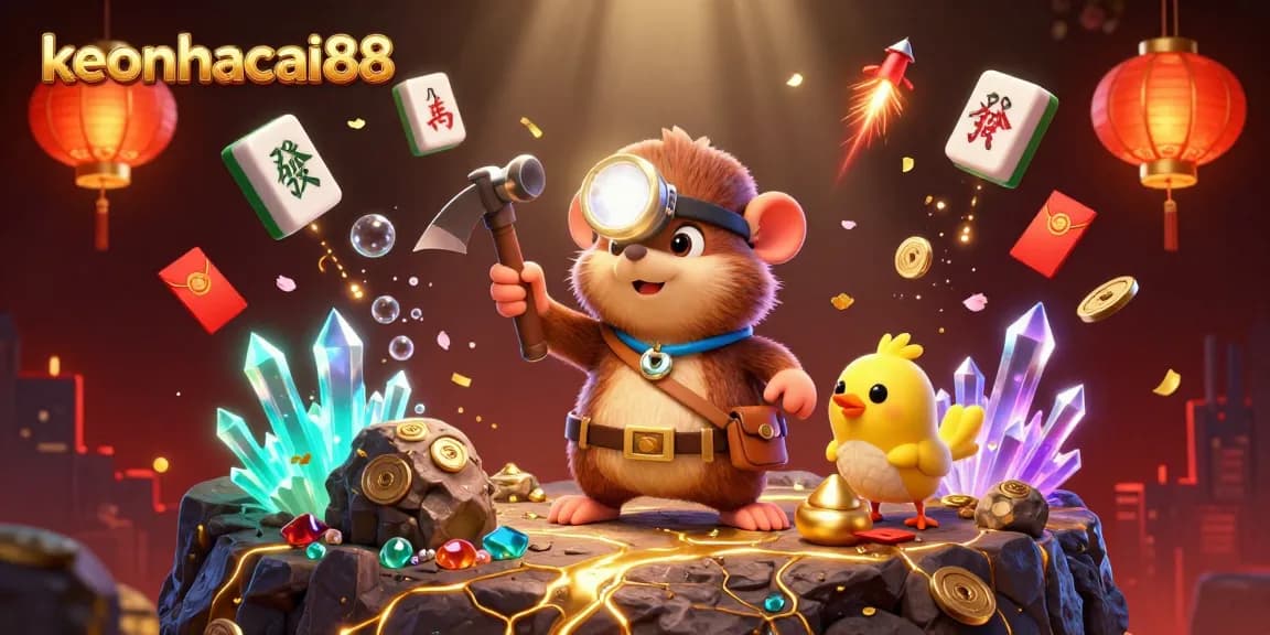 Engage in thrilling adventures with keonhacai88 in this lively casino illustration.
