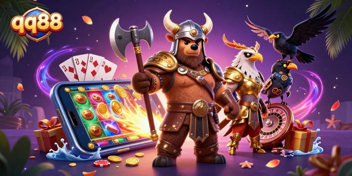 Engage with exciting qq88 online slots gameplay featuring vibrant characters and dynamic casino elements.