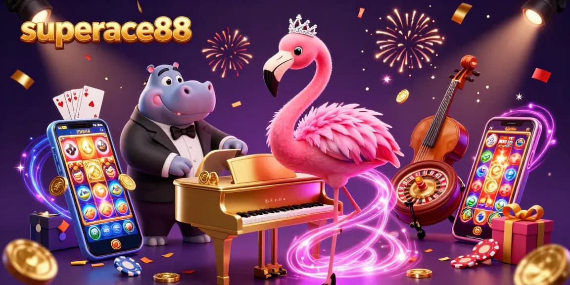 Experience the thrill of gaming with Superace88's vibrant casino atmosphere and engaging characters.