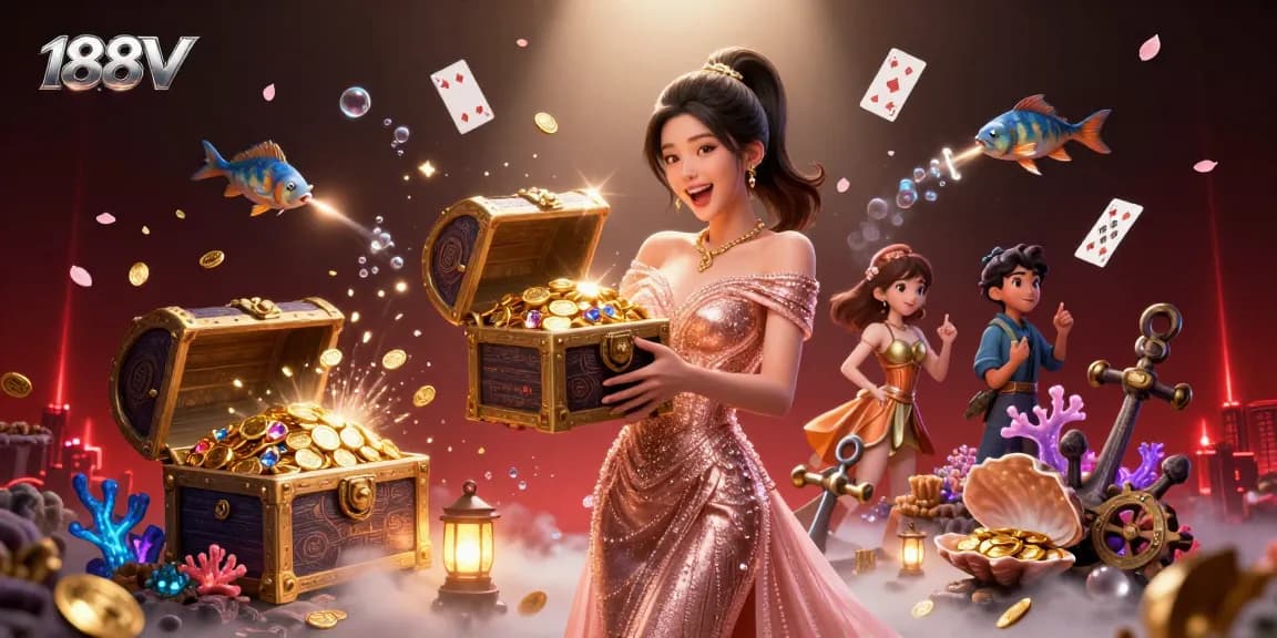 Experience thrilling wins at 188V with vibrant games and rich treasures in an exciting casino environment.