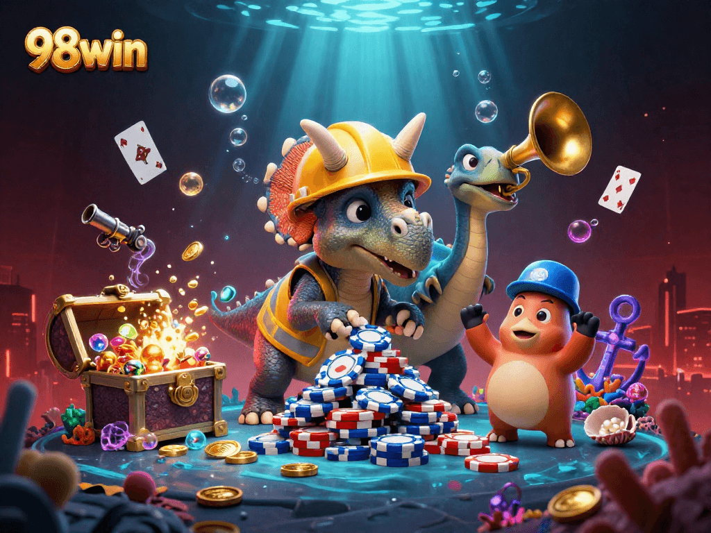 Win big with 98win while exploring a vibrant underwater casino adventure.