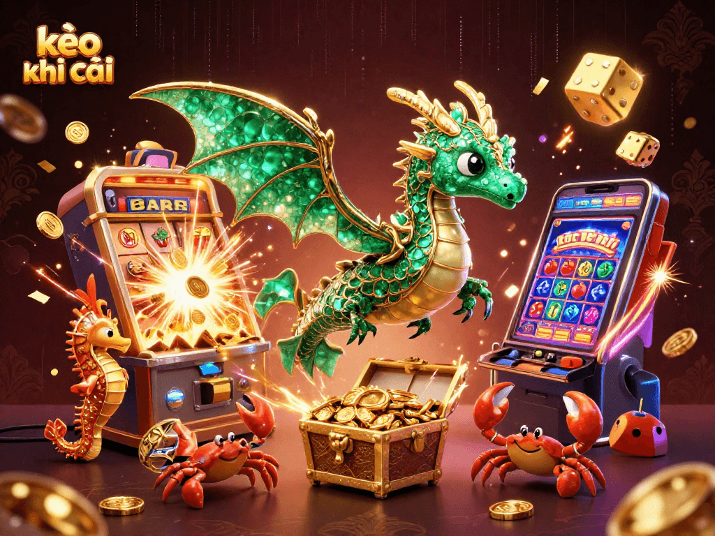Engage with kèo nhà cái in this vibrant 3D casino illustration showcasing dynamic gameplay elements.