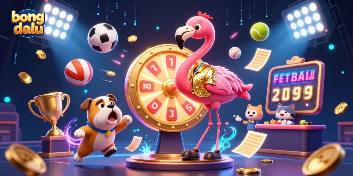 Bong da lu betting activity illustrated with 3D sports characters engaging in a vibrant casino scene.