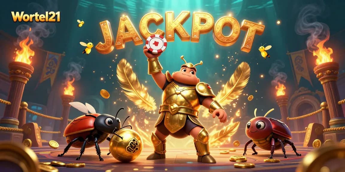 Wortel21 celebrates a jackpot win with vibrant 3D characters in a dynamic casino scene, showcasing excitement.
