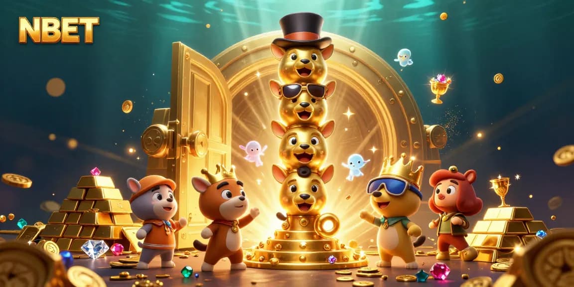Engage with NBET for casino thrills featuring golden totem pole and treasure elements.