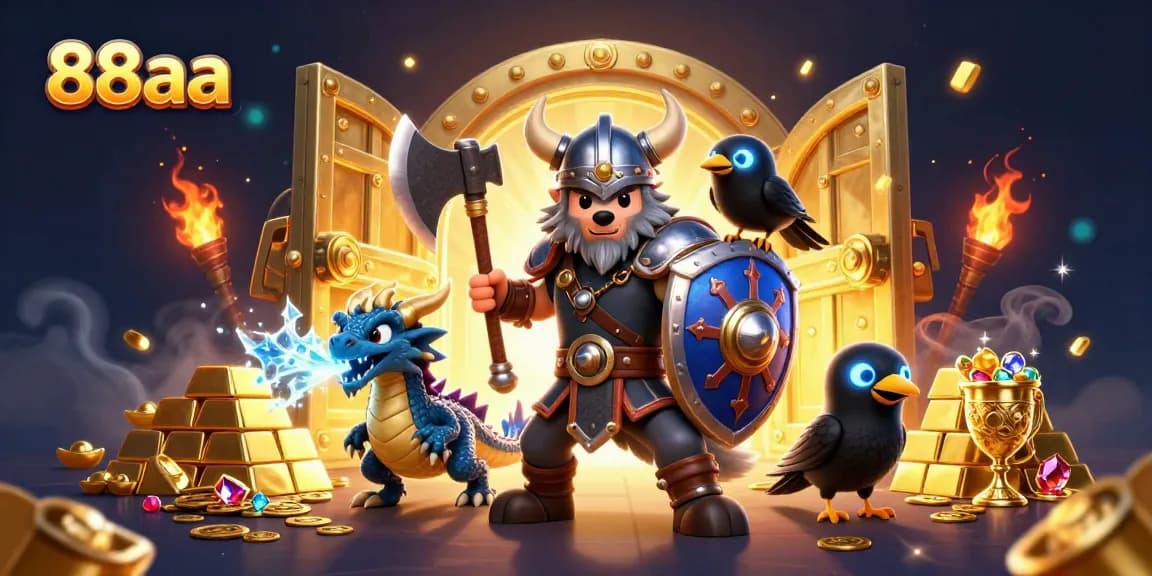 Engage in winning strategies at 88aa with rich treasures and daring heroes in a captivating casino scene.