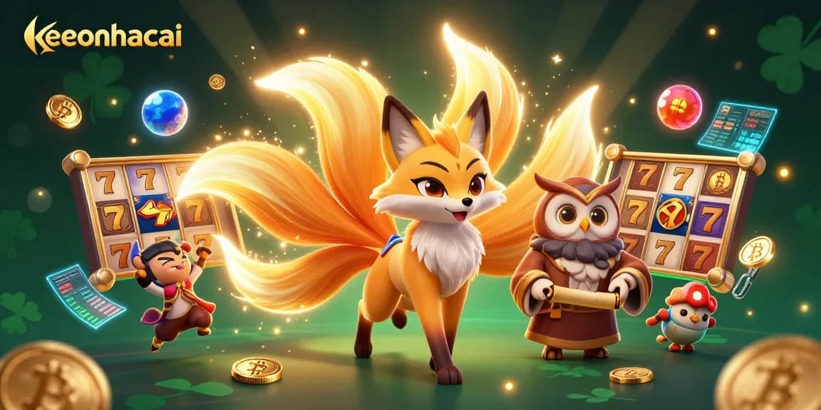 Engage with keonhacai's exciting slot gameplay featuring enchanting characters and crypto elements.