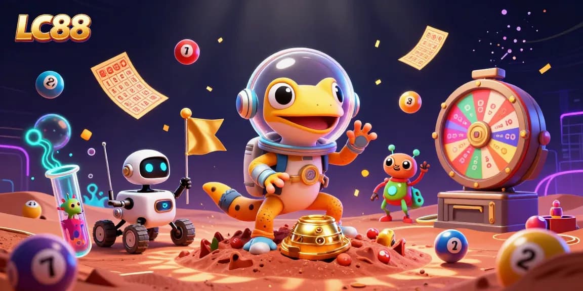 Experience gaming thrills at LC88 with an exciting Martian adventure in a vibrant casino!