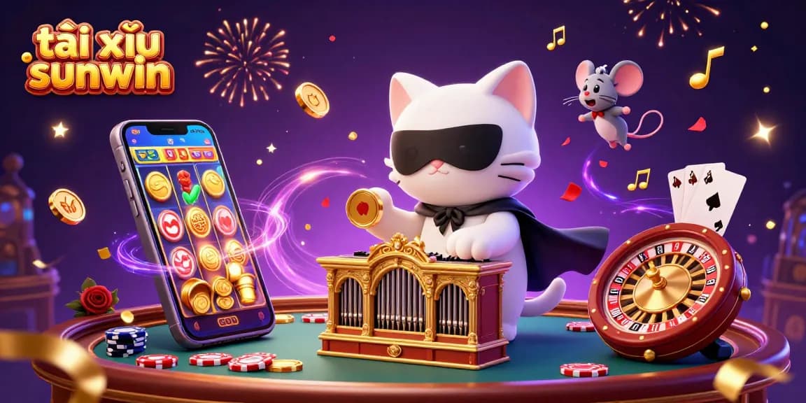 Experience thrilling gameplay with tài xỉu sunwin, as the phantom cat and acrobat bring the casino to life amidst swirling energy.