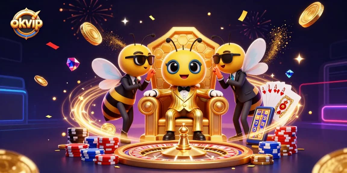 okvip bumblebee mob boss enjoying lavish casino elements while players interact with games