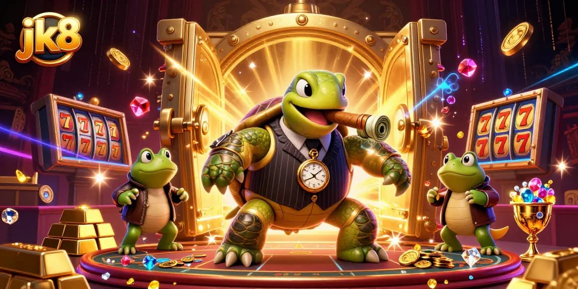 Engage in thrilling gameplay at jk8, with vibrant casino elements and unique characters in a rich illustration.