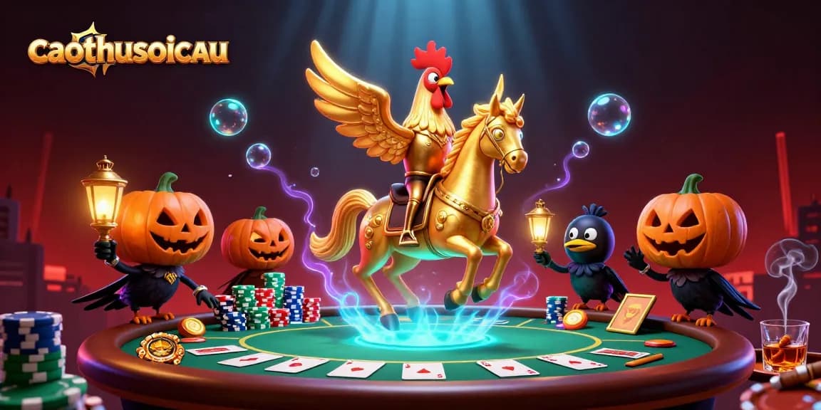 Experience thrilling gameplay with caothusoicau as the golden rooster leads in an enchanting casino scene.