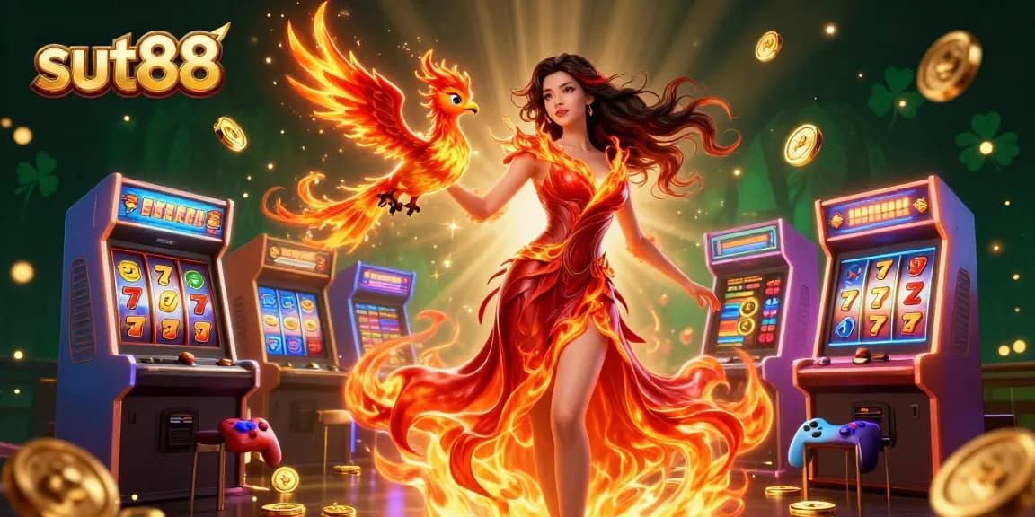 Sut88 players enjoying a vibrant casino adventure with 3D slot machines and dynamic gaming elements.