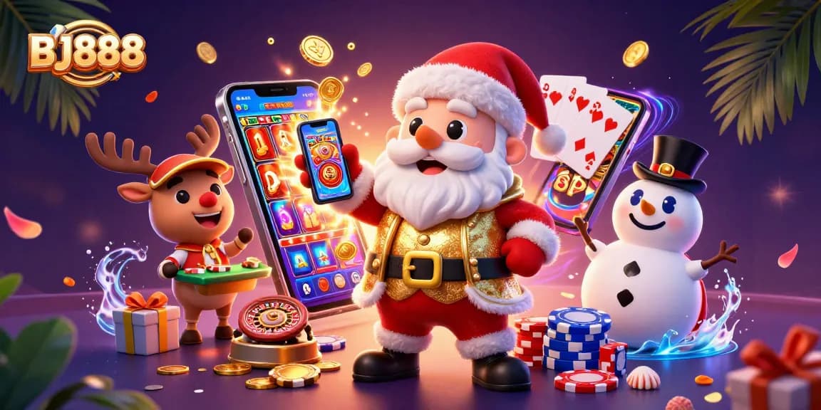 BJ888 brings excitement to life as Santa Claus spins slots with colorful graphics and festive fun!