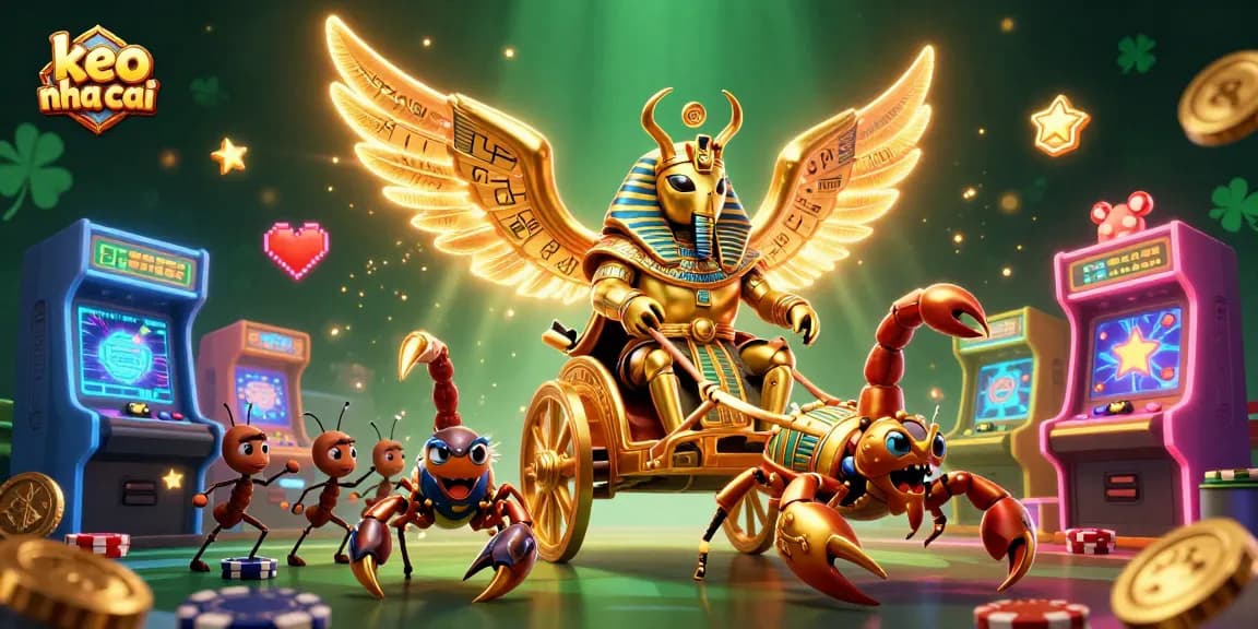 Engage with keo nha cai in a vibrant, detailed casino scene showcasing animated characters and game elements.