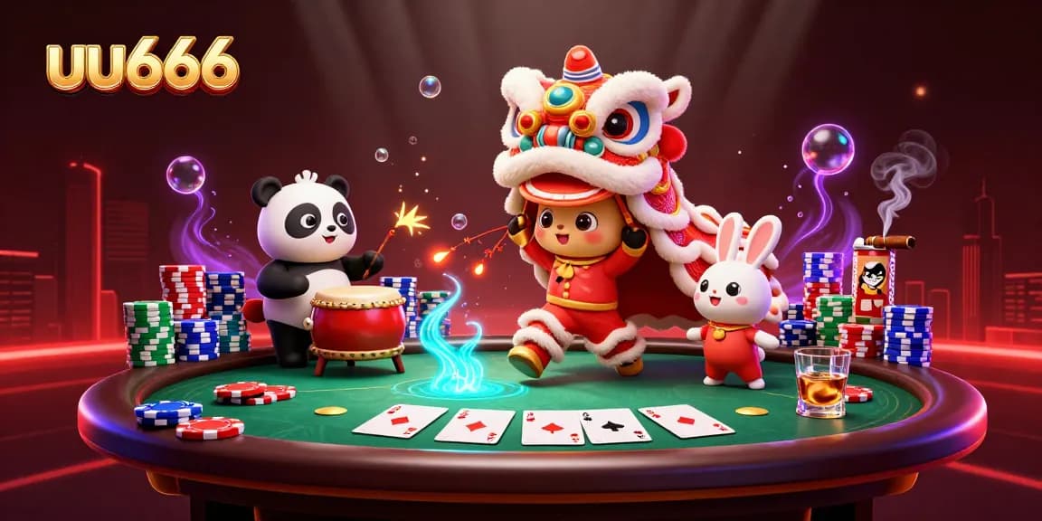Experience the dynamic thrills at uu666 with colorful characters celebrating amidst vibrant poker scenes.