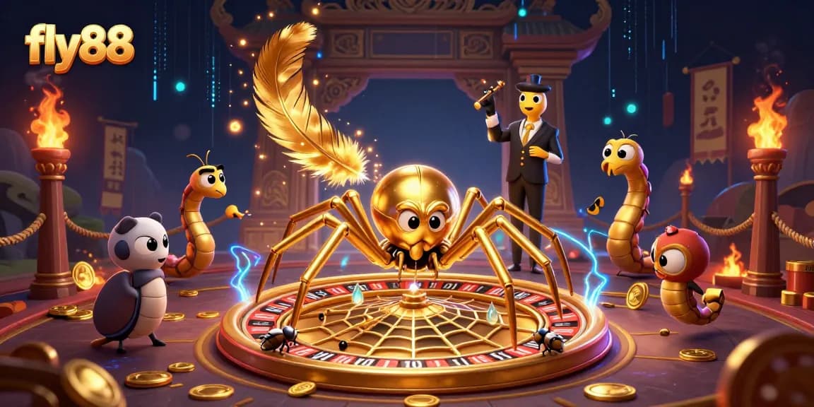 fly88 engaging in thrilling bets at a vibrant roulette wheel with dynamic elements of adventure