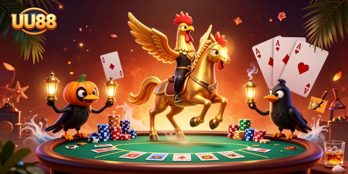 Experience thrilling gambling at UU88 with a dynamic casino scene featuring poker elements.
