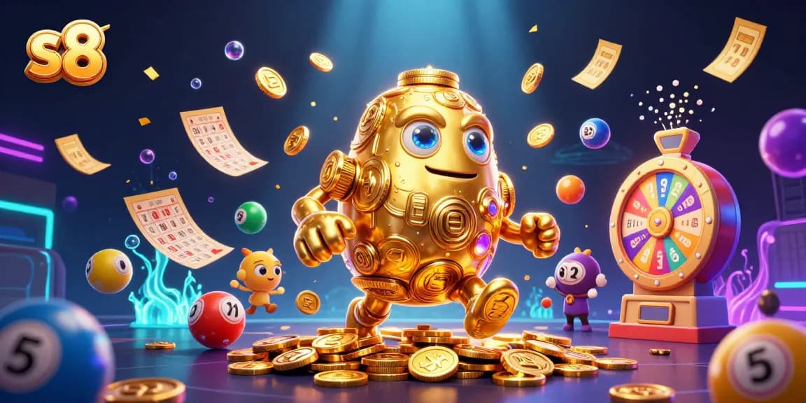 Experience the thrill of gaming with s8’s dynamic golden golem and vibrant lottery elements.