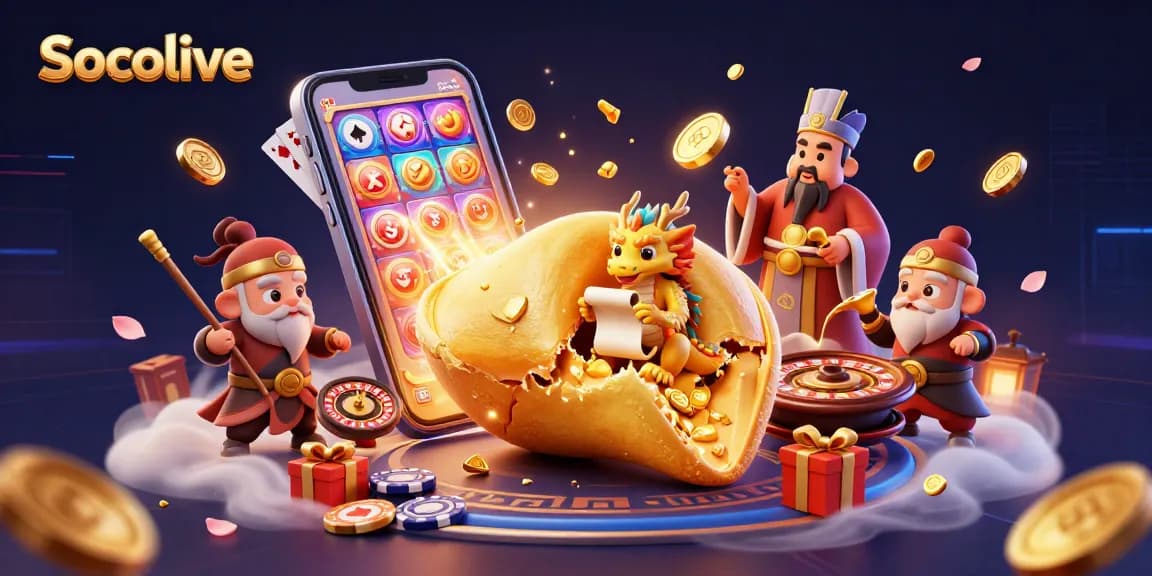 Socolive offers immersive experiences in online gambling with its vibrant gaming illustration, highlighting diverse casino activities.