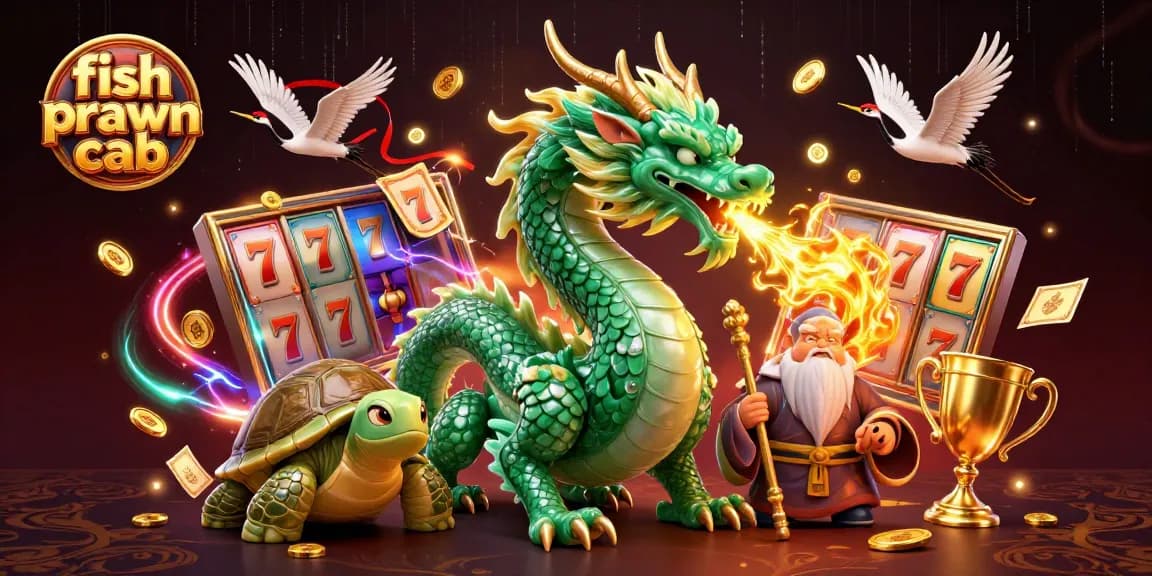 Spin for wins with fish prawn crab-themed slot reels and vibrant characters in action.