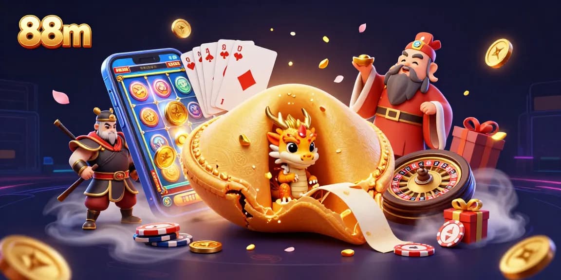 Join the excitement at 88m as a wise dragon and warriors guard treasures in this vibrant casino scene.