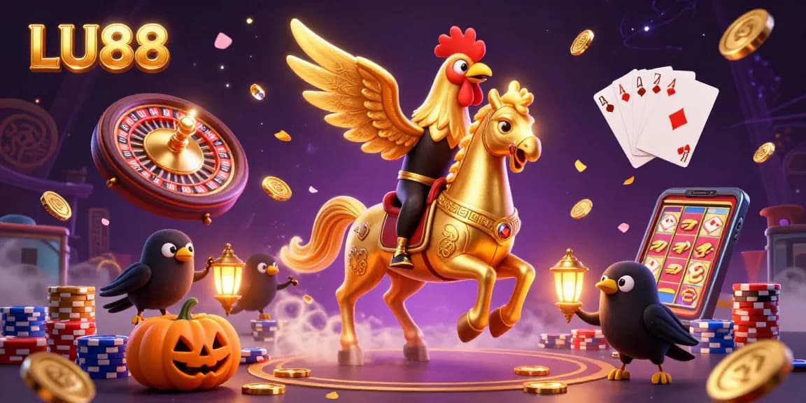 LU88 offers an exciting casino experience with gold coins and vibrant game elements.
