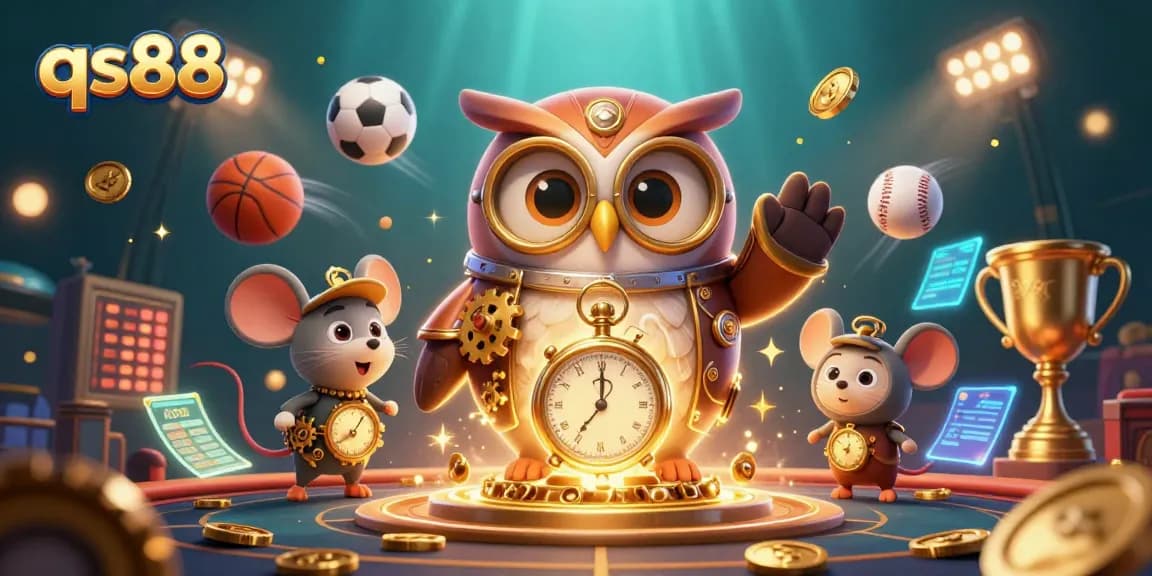 Experience thrilling gameplay with qs88 in an exciting 3D casino illustration featuring unique characters and dynamic sports elements.