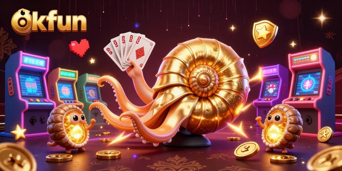 Experience thrilling wins at okfun with a vibrant 3D casino adventure featuring engaging game elements and glowing characters.