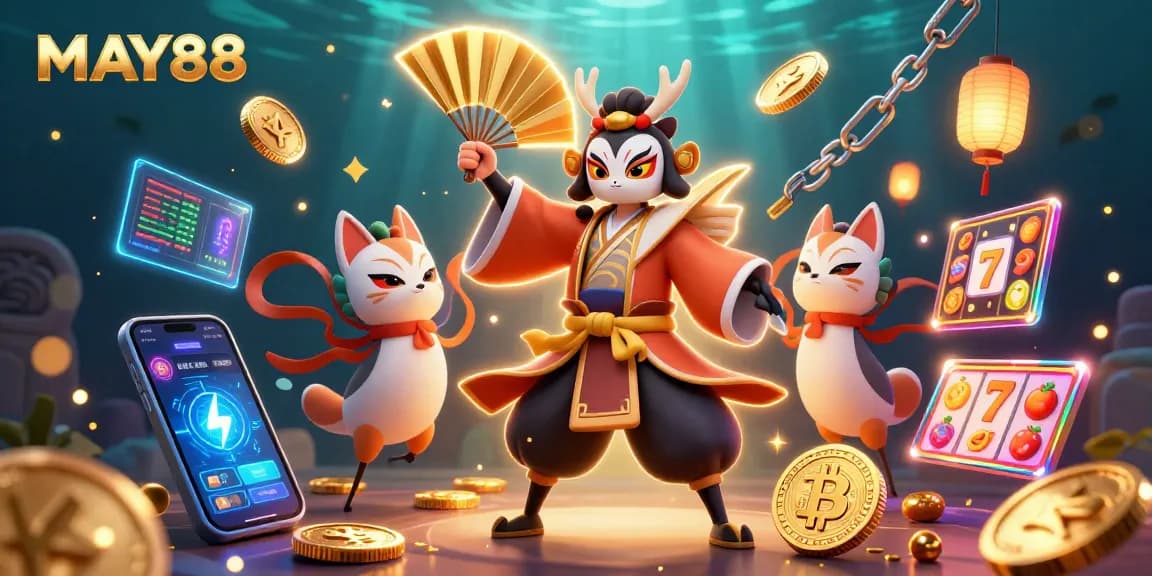 MAY88 offers players an engaging casino experience with vibrant characters and dynamic slot elements.