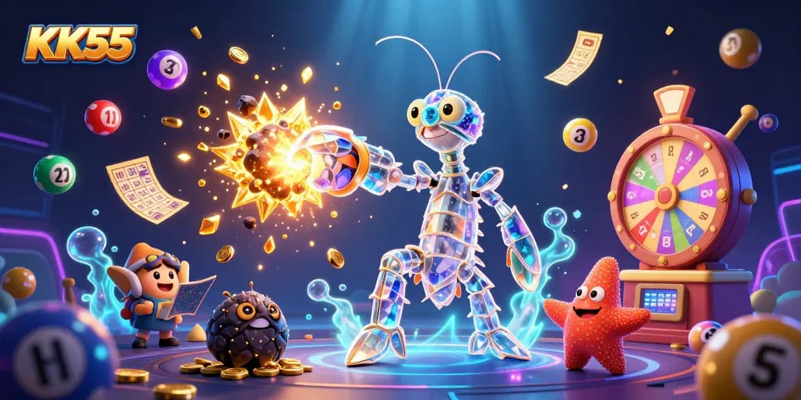 Engage in rich gameplay at KK55 with vibrant lottery elements and cosmic characters.