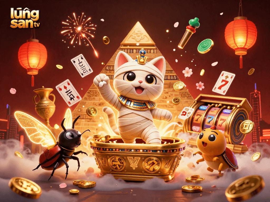 Experience winning thrills with lương sơn tv in an enchanting pyramid casino filled with vibrant characters.