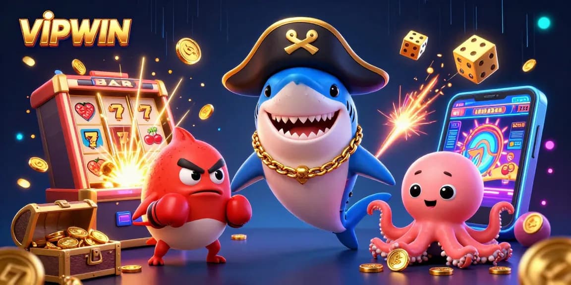 Experience thrilling online casino action with VIPWIN, featuring vibrant characters and exciting game elements.