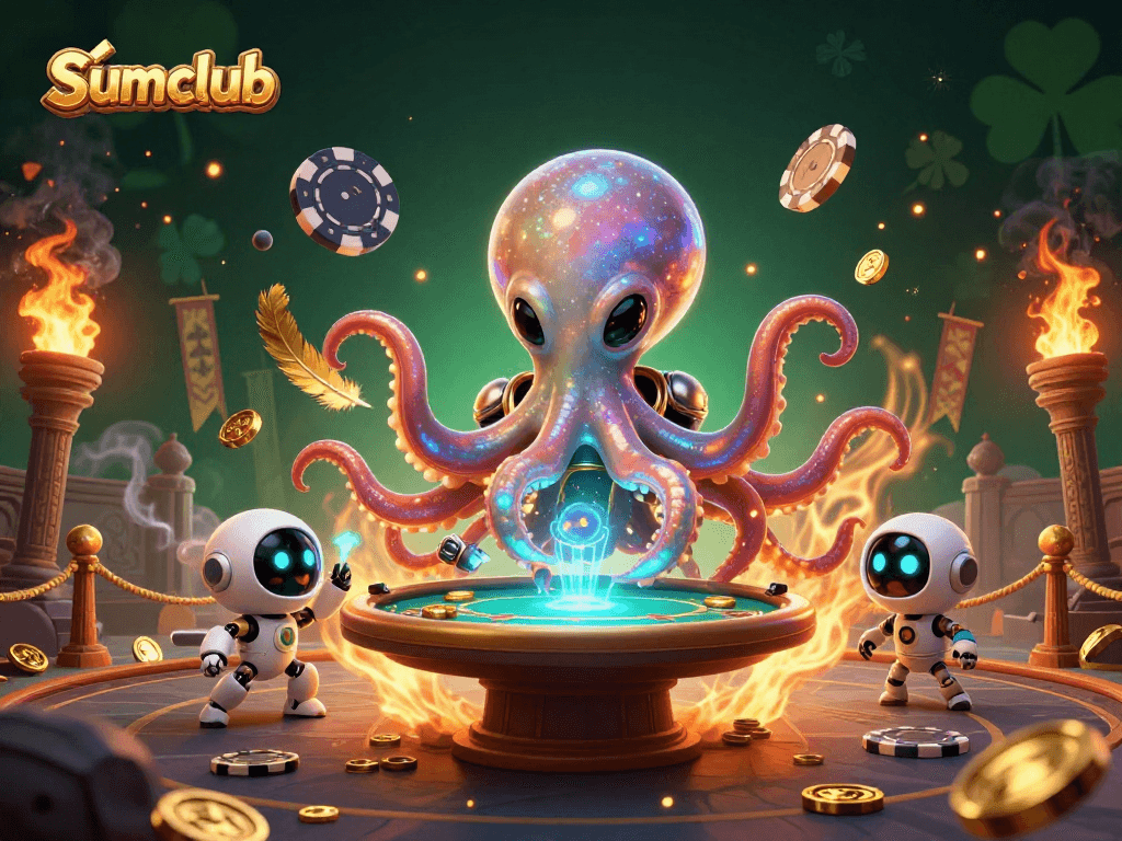 Experience thrilling gameplay with Sumclub's vibrant alien-themed poker scene.