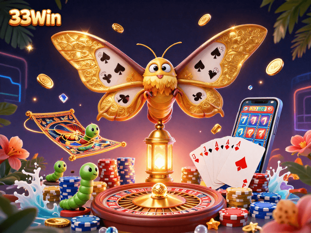 Experience the thrill of 33Win casinos with dazzling coins and vibrant gaming elements!