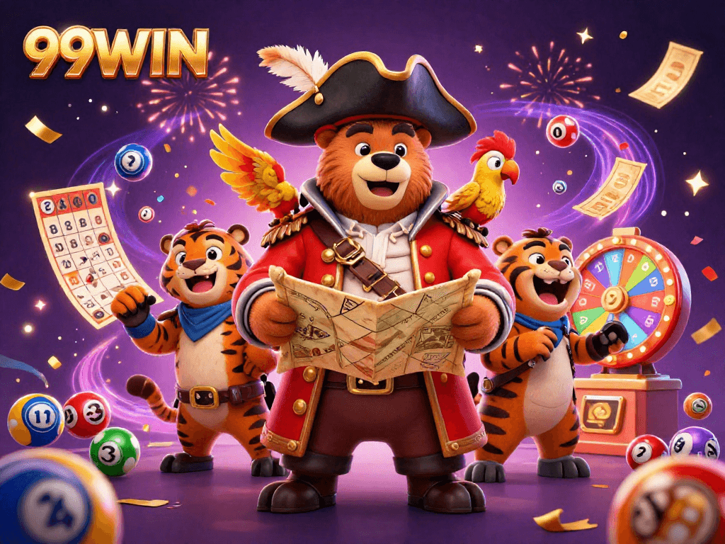 Experience the excitement of 99WIN with vibrant lottery elements, festive characters, and thrilling gameplay.