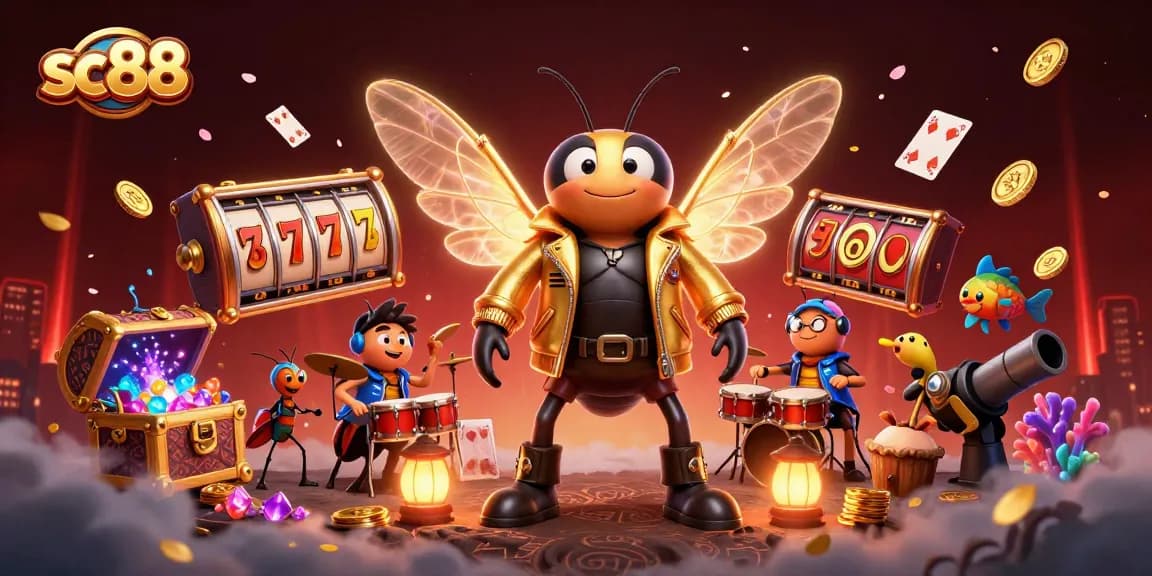 sc88 captures thrilling casino excitement with vibrant 3D rock star characters amid dynamic gaming elements