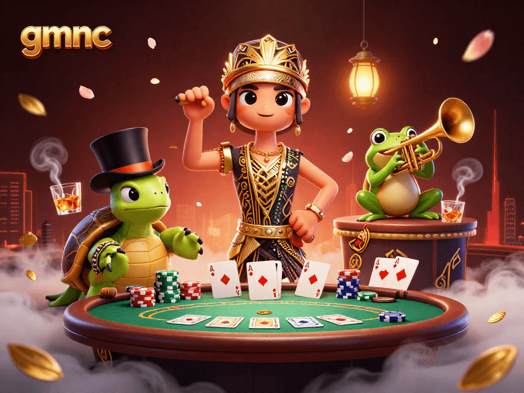 Experience winning strategies at gmnc with vibrant casino characters at a lively poker scene.