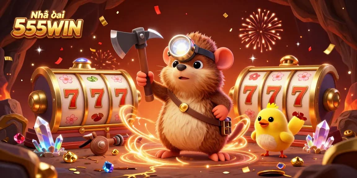 Experience the thrill at Nhà cái 555WIN with vibrant, engaging 3D casino illustration.