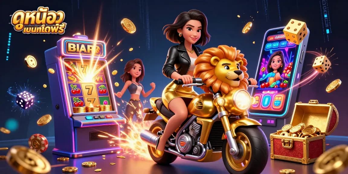 Experience ดูหนังออนไลน์ฟรี with thrilling casino vibes in a vibrant 3D illustration.