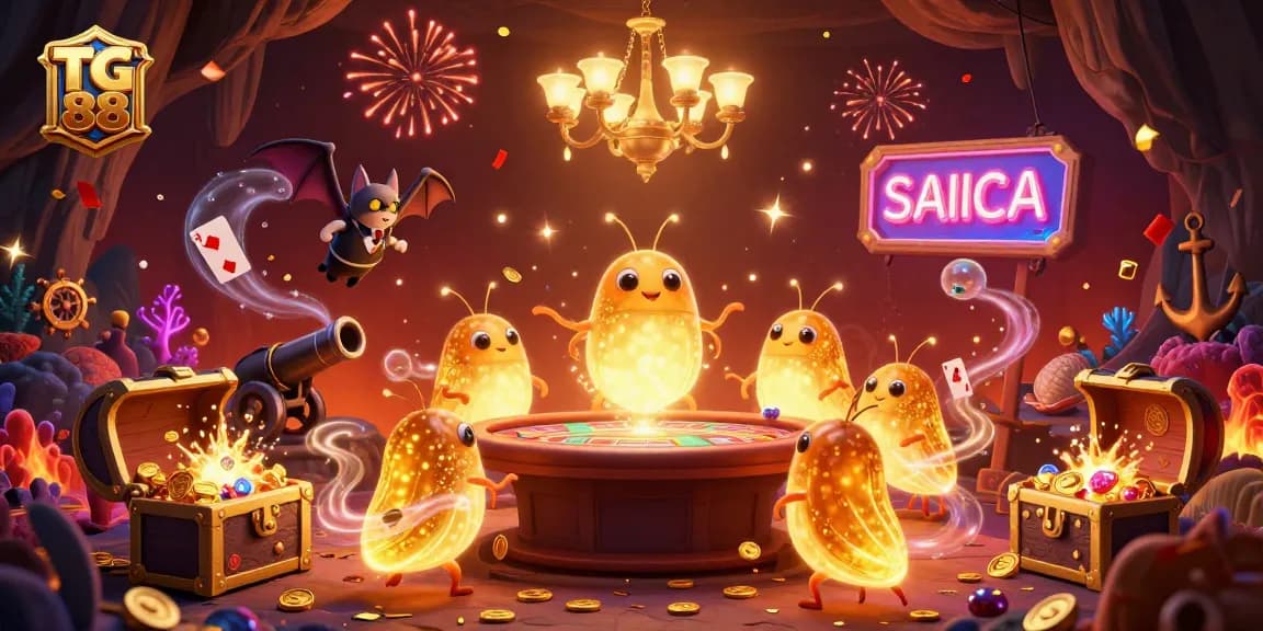 Engage in thrilling gameplay at TG 88 Casino featuring vibrant glowworms and explosive treasures.