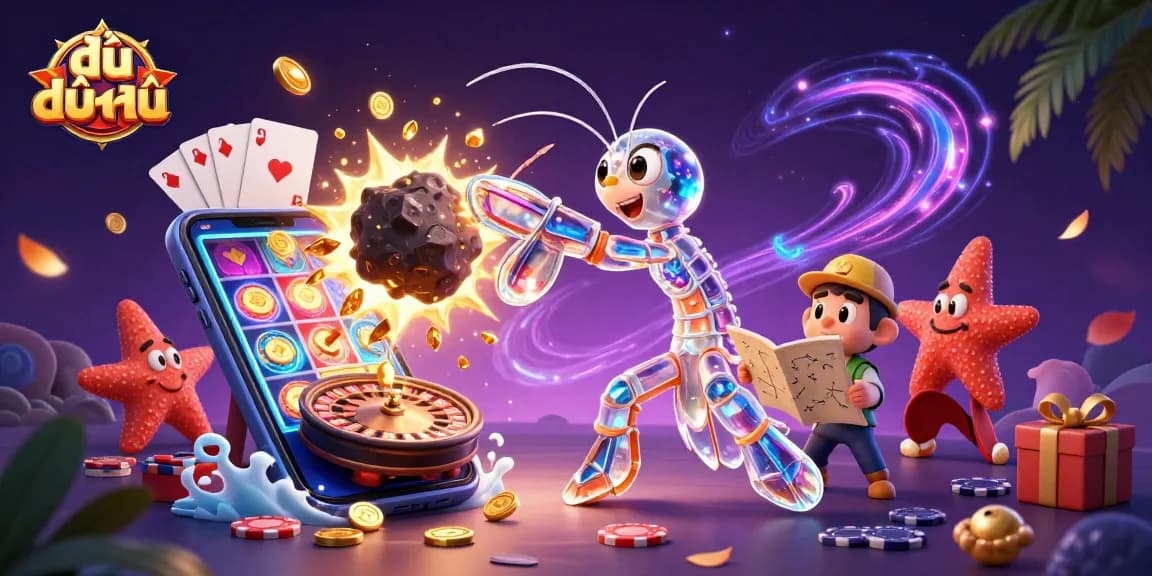 Engage in gameplay with "đấu địa chủ" as the galactic samurai and starfish embark on an exciting casino adventure.