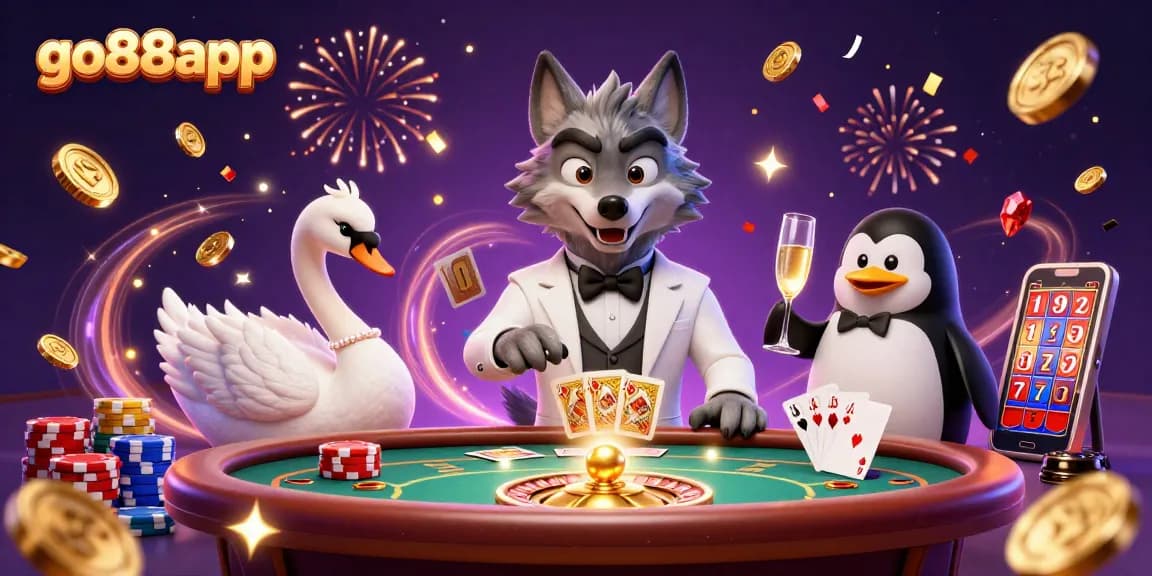 Enjoy the thrill of go88app with a vibrant 3D casino scene featuring unique characters and dynamic gameplay.